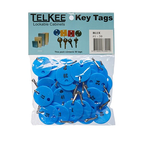 TELKEE NUMBERED KEY TAGS 1-50 BLUE ROUND