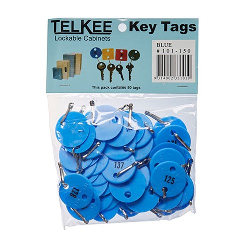 TELKEE NUMBERED KEY TAGS #101-150 BLUE ROUND