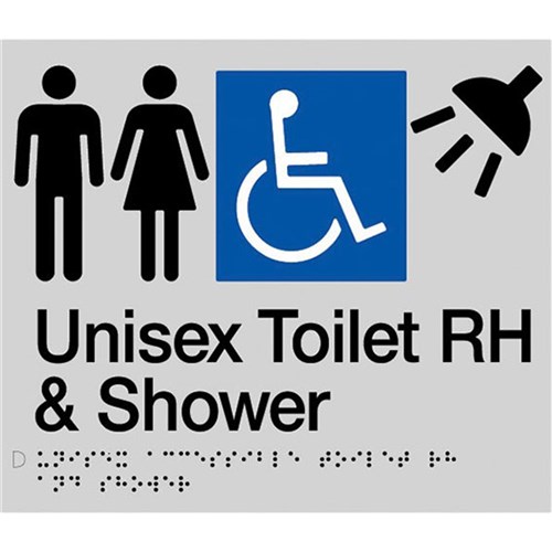 TTSM SIGN MALE/FEMALE DISABLED  TOILET/SHOWER RH TRANSFER SIL