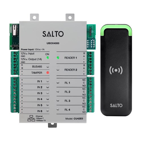 SALTO UBOX4000 Compact solution updater kit based on a SALTO Controller Mullion Black BLE Mifare Wall Reader