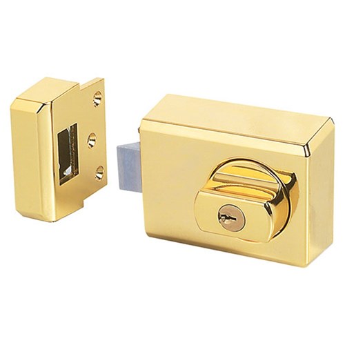 Whitco W75 Double Cylinder Deadlatch with Safety Release and Timber Frame Strike in Gold - W750602