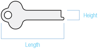 Key length is measured from top of key head to tip.